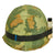 Original U.S. Vietnam War M1 Helmet With Mitchell Pattern Camouflage Helmet Cover, M-151 "Mutt" Inner Tube Band With “Bug Juice” Insect Repellent and Liner - Unissued Condition Original Items