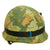 Original U.S. Vietnam War M1 Helmet With Mitchell Pattern Camouflage Helmet Cover, M-151 "Mutt" Inner Tube Band With “Bug Juice” Insect Repellent and Liner - Unissued Condition Original Items