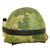 Original U.S. Vietnam War M1 Helmet With Mitchell Pattern Camouflage Helmet Cover, M-151 "Mutt" Inner Tube Band With “Bug Juice” Insect Repellent and Liner - Unissued Condition Original Items