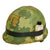 Original U.S. Vietnam War M1 Helmet With Mitchell Pattern Camouflage Helmet Cover, M-151 "Mutt" Inner Tube Band With “Bug Juice” Insect Repellent and Liner - Unissued Condition Original Items