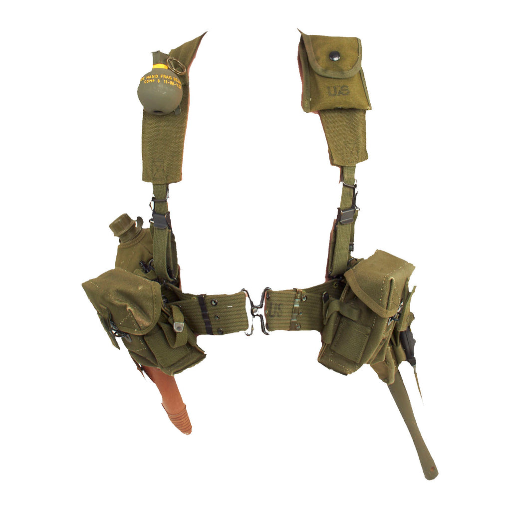 Original U.S. Vietnam War / Cold War Era M-1956 Load-Carrying Equipment Field Set With Replicated Holster and M67 Frag Grenade Original Items
