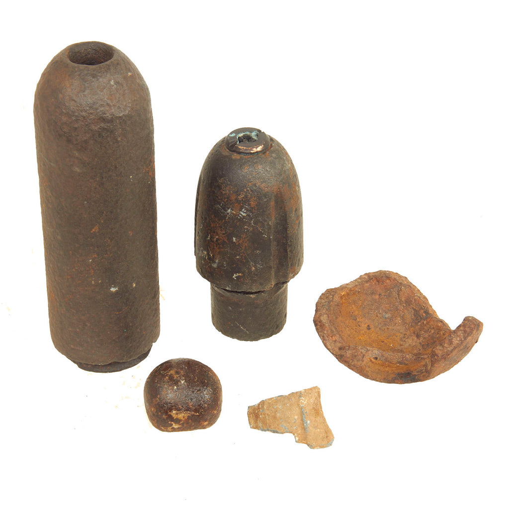 Original U.S. Civil War Battlefield Dug Field Artillery Shell / Cannonball Grouping - 5 Items Original Items