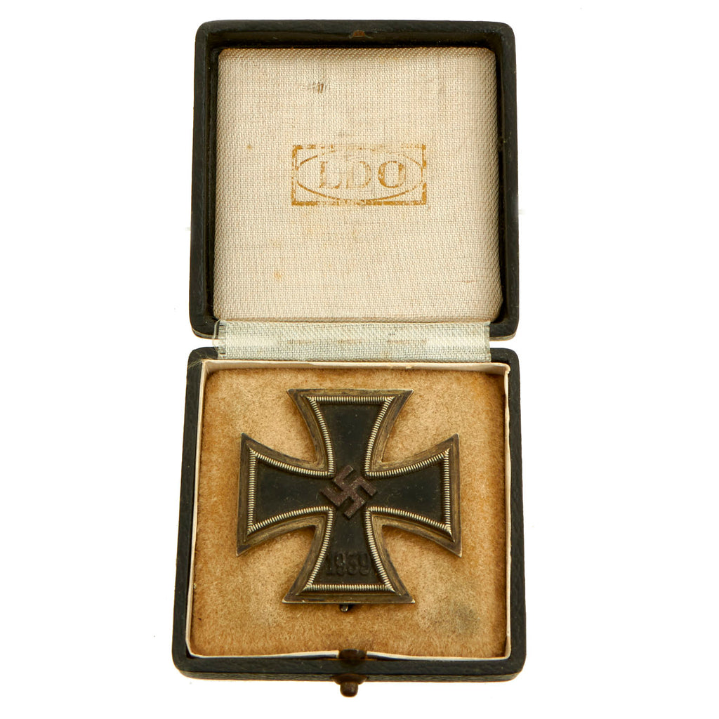 Original German WWII Iron Cross First Class 1939 in Rare LDO Case - EKI Original Items