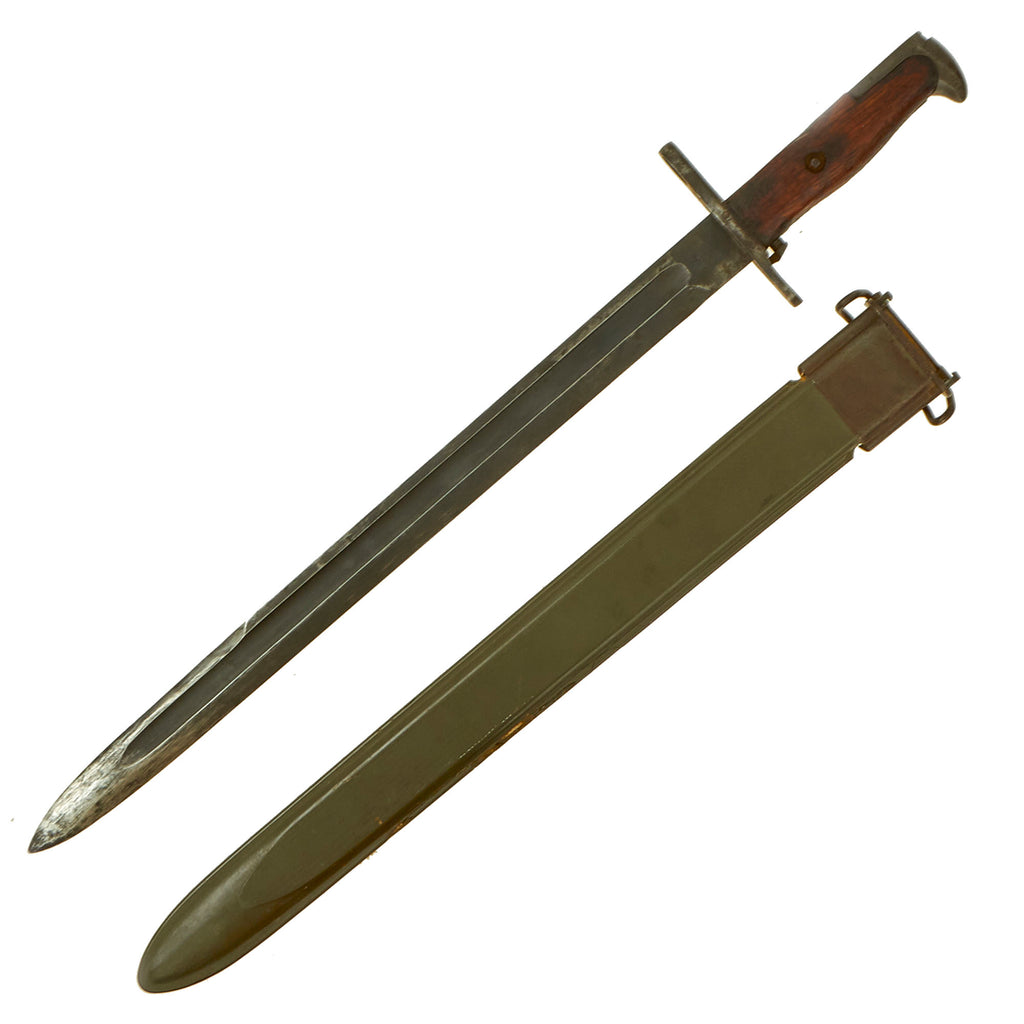 Original U.S. WWI M1905 Springfield Rifle Bayonet by S.A. with WWII M3 Scabbard - Bayonet Dated 1918 Original Items