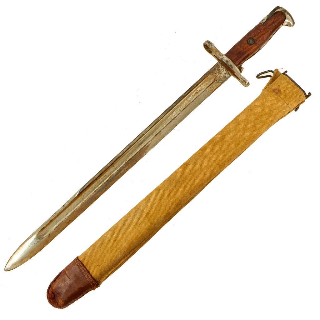 Original U.S. WWI M1905 Springfield 16" Parade Bayonet marked RIA with M1910 Scabbard - dated 1909 Original Items