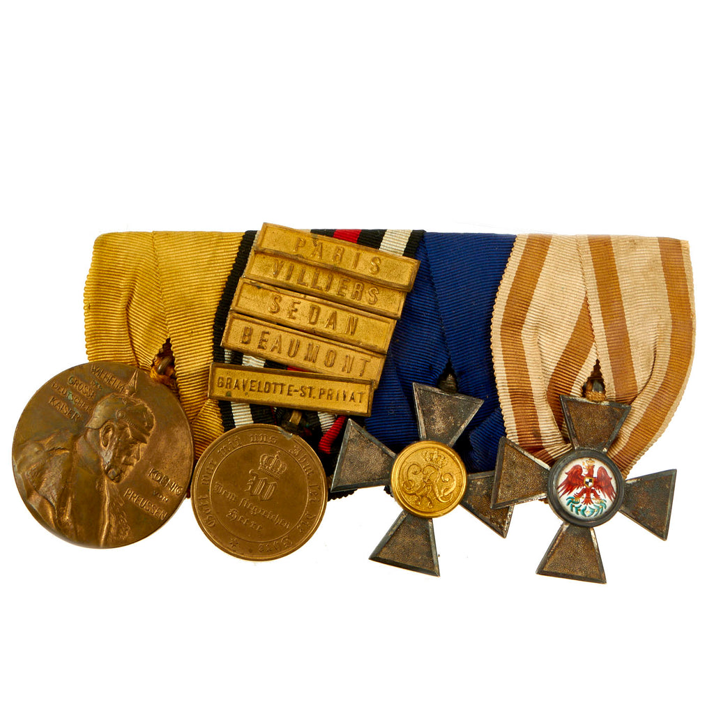 Original German Pre WWI Franco-Prussian War Veteran Medal Bar Featuring Order of the Red Eagle 4th Class - by J. Godet & Sohn - 4 Awards Original Items