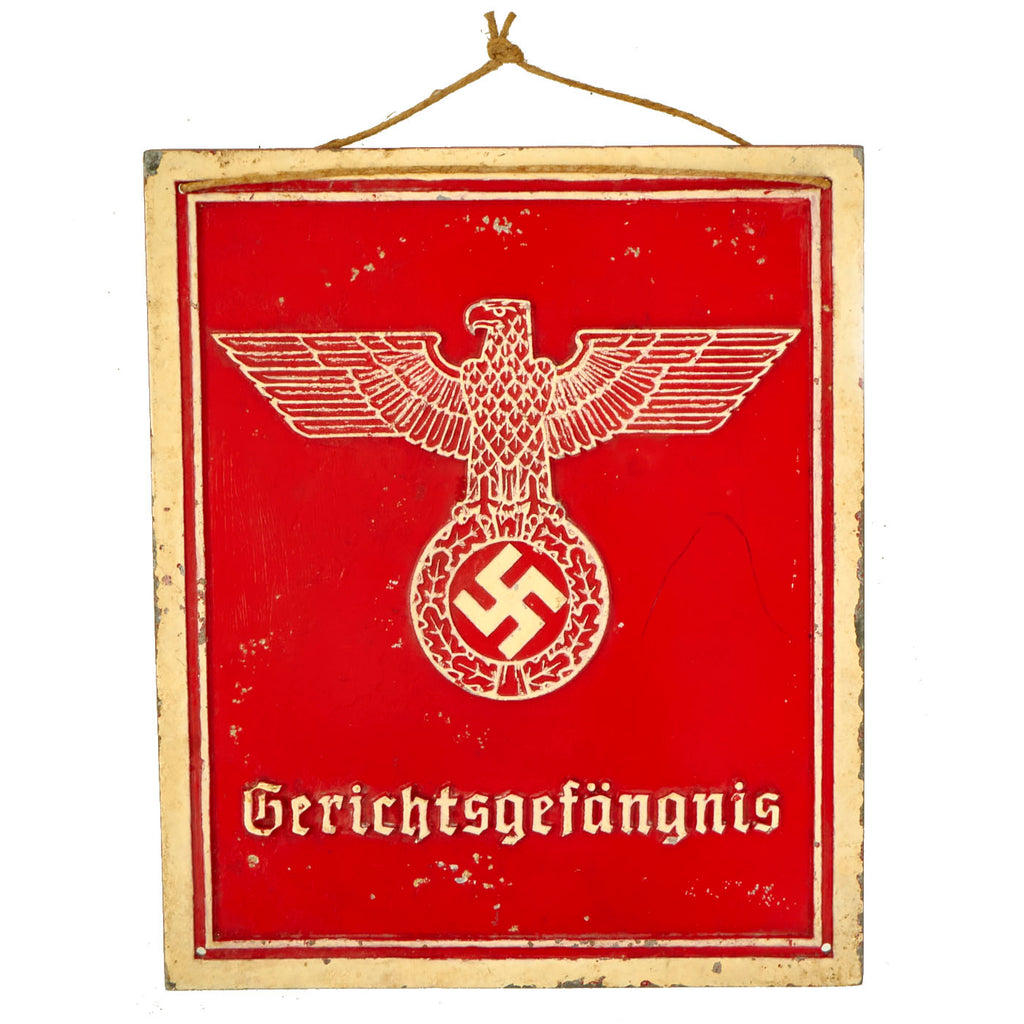 Original Rare German WWII NSDAP "Court Prison" Painted Aluminum Sign - 12 3/4" x 15 1/8" Original Items