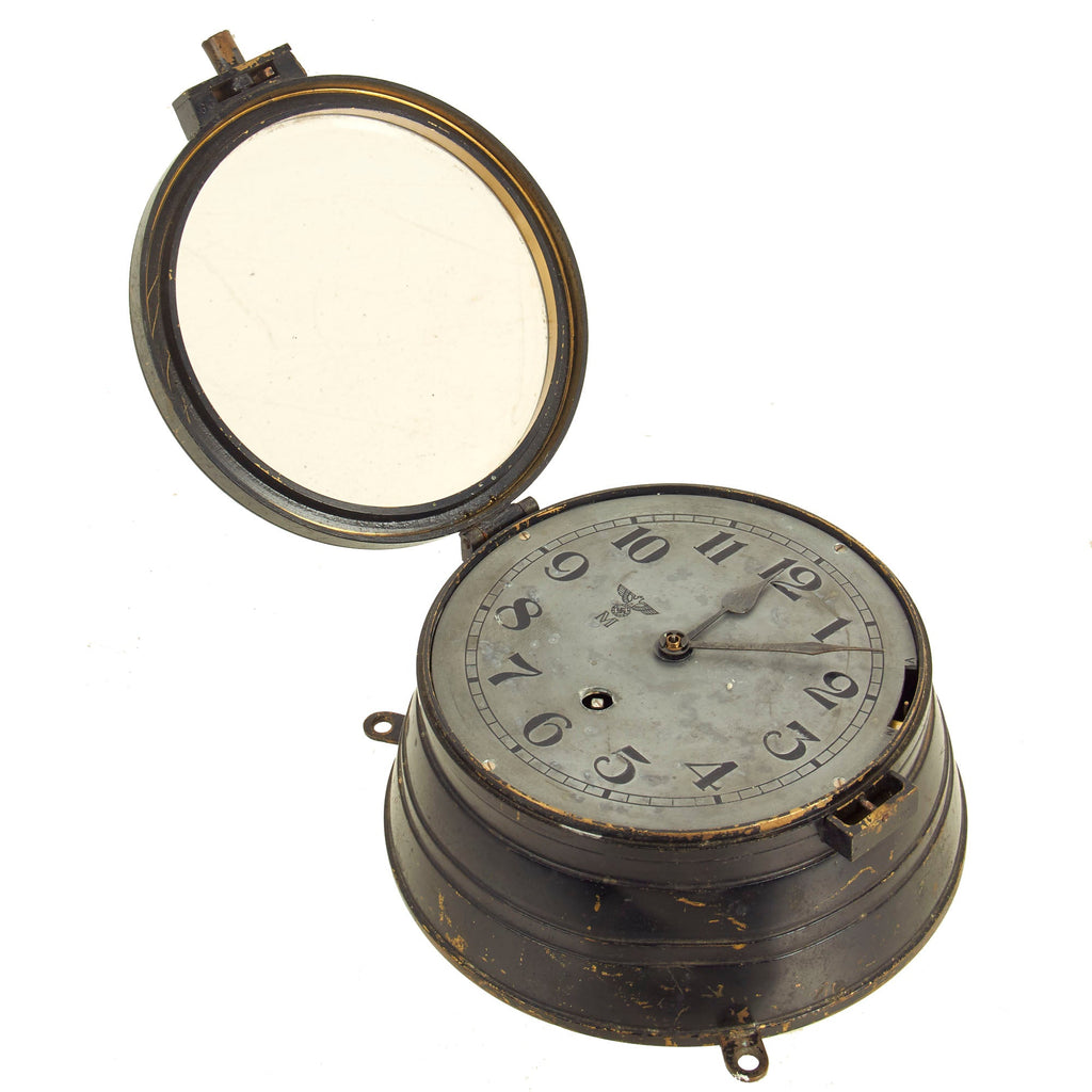 Original German WWII Kriegsmarine Navy Marked U-Boat Brass Clock With Key - Functional Original Items