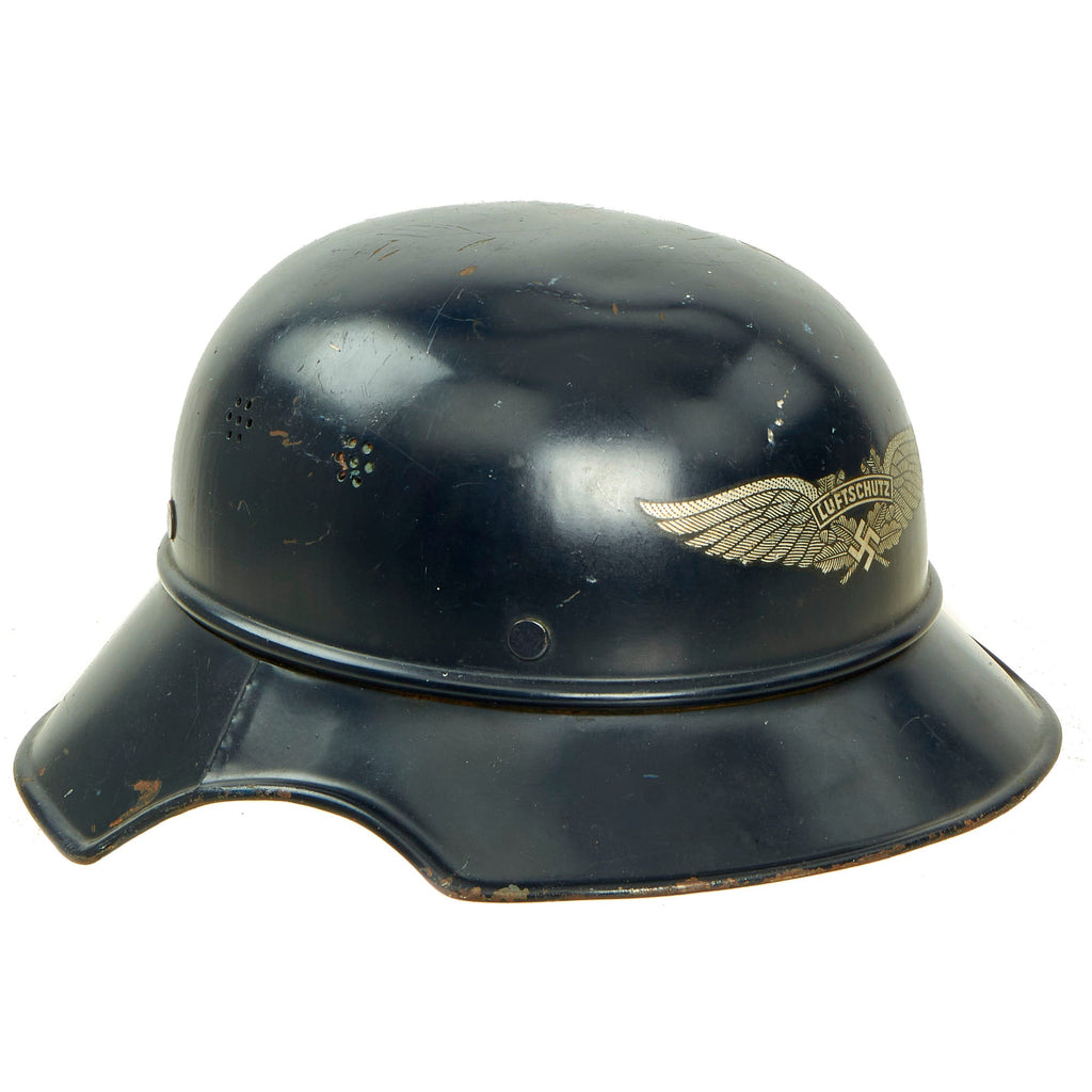 Original German WWII M38 Luftschutz Beaded Gladiator Air Defense Helmet - dated 1939 Original Items