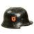 Original German WWII M34 Square Dip Fire Police Helmet with Double Decals - Stahlhelm Feuerwehr Original Items