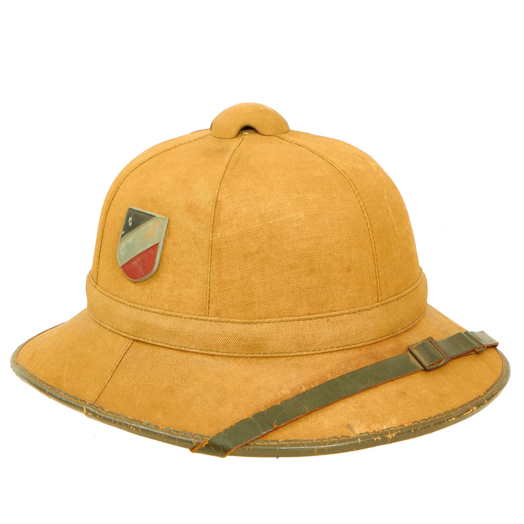Original German WWII First Model DAK Afrikakorps Sun Helmet with Badges & Chinstrap - Size 56 Original Items