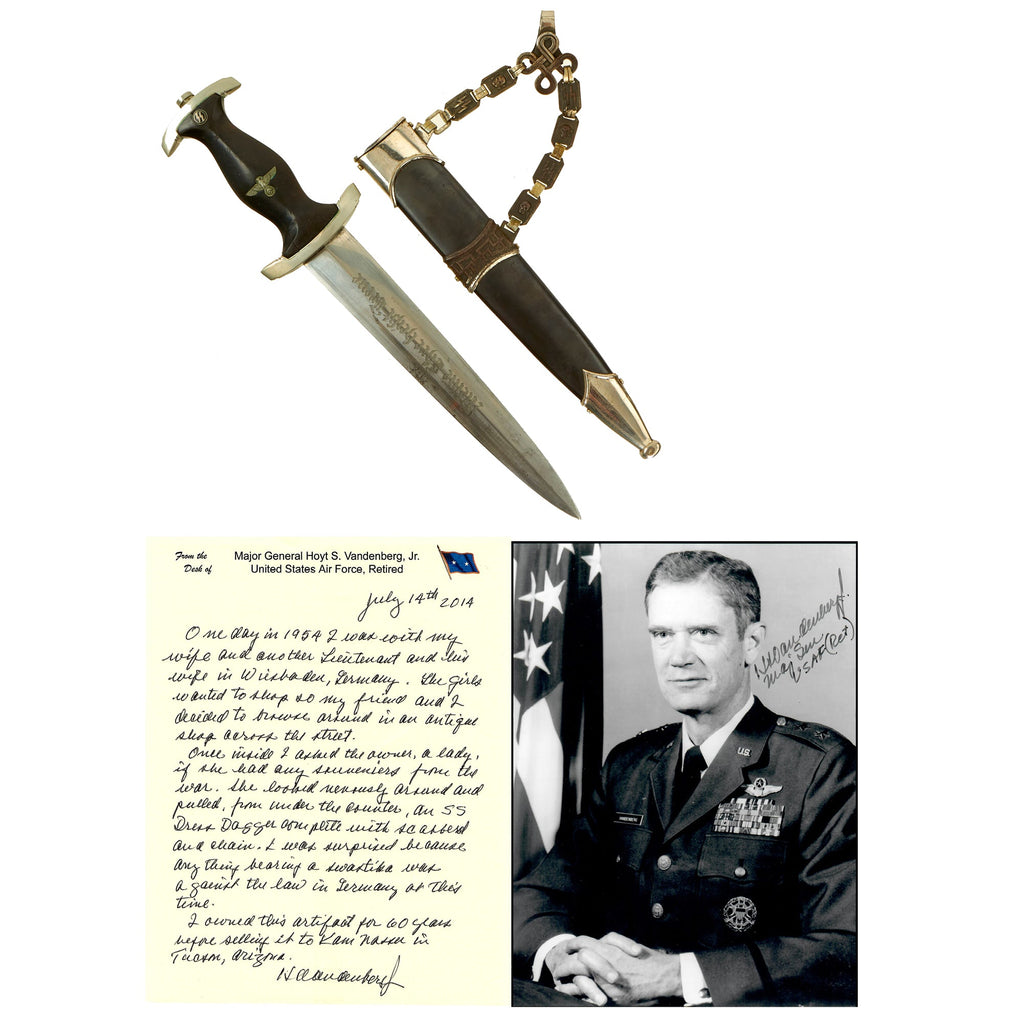 Original German WWII Chained Numbered SS Dagger by Artur Schüttelhöfer Brought Back Post War by USAF Maj. Gen Hoyt S. Vandenberg, Jr. - RZM 534 / 38 / ᛋᛋ Original Items