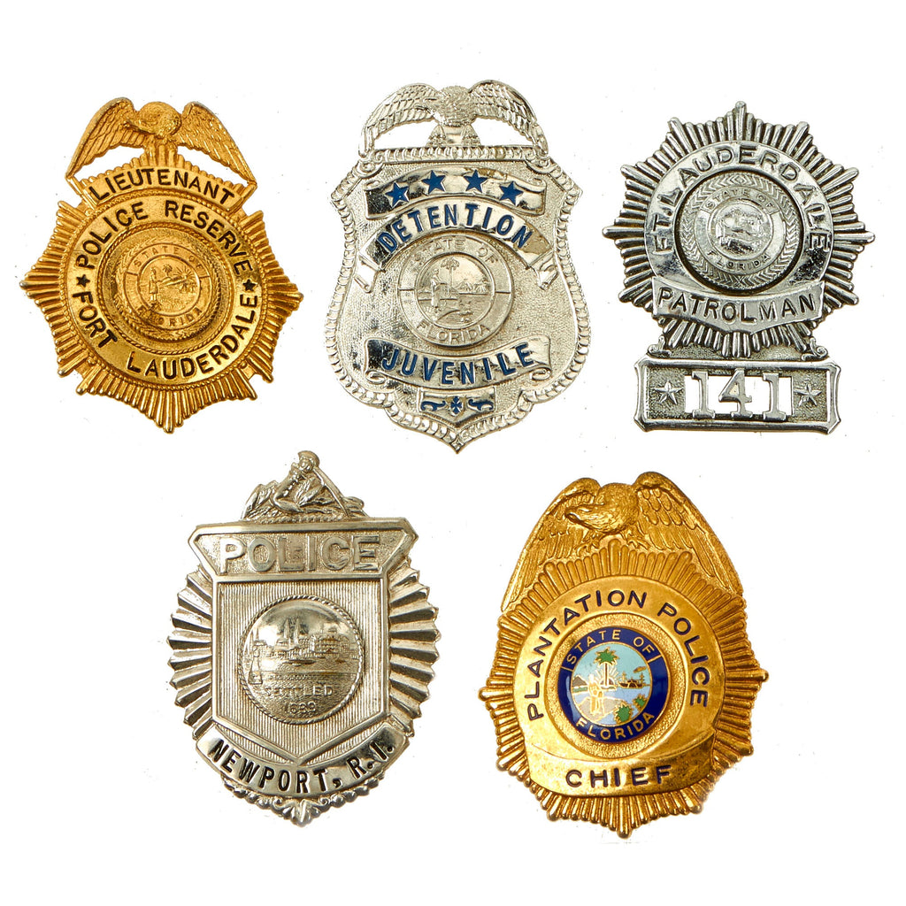 Original U.S. Law Enforcement Cap / Chest Badge Insignia Grouping - 5 Items Original Items