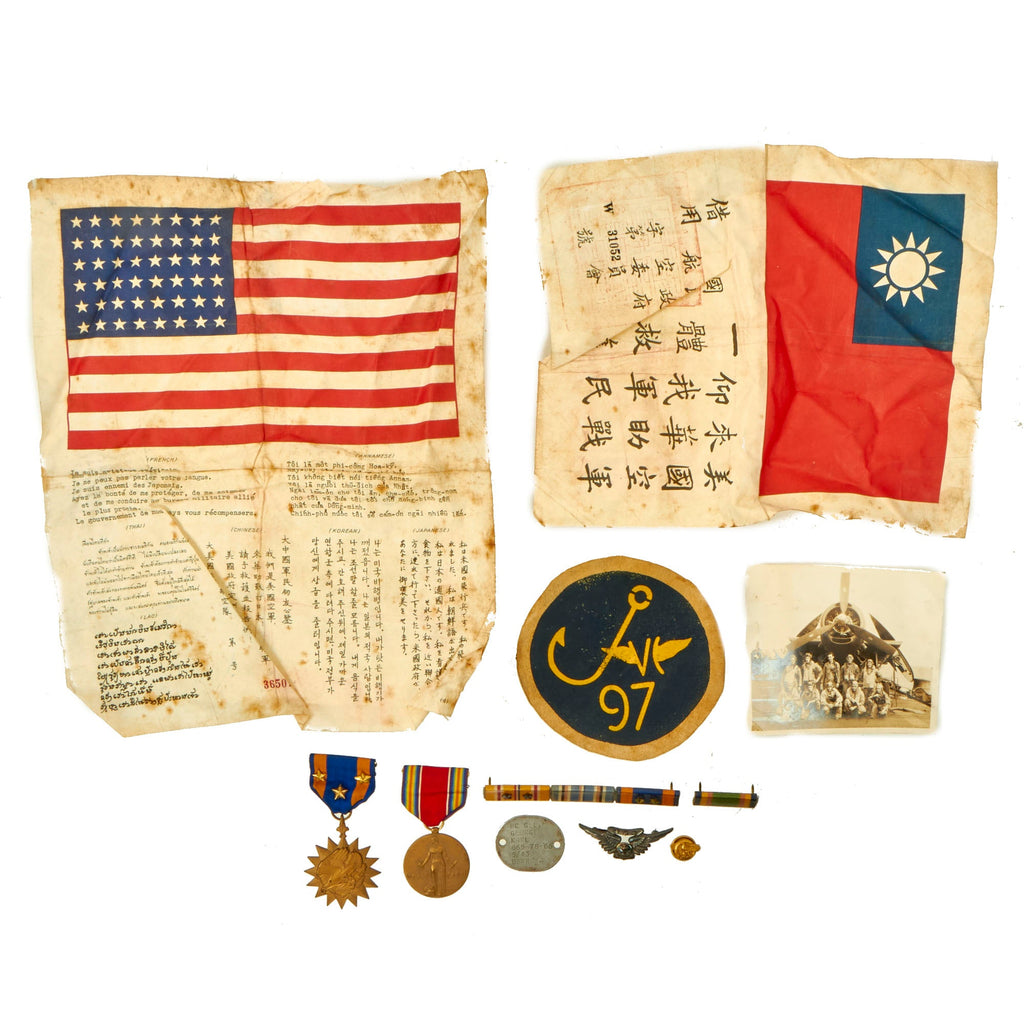 Original U.S. WWII US Navy Named Composite Squadron VC-97 Blood Chit Grouping For Avenger Aircraft Gunner’s Mate George McGee - 11 Items Original Items
