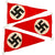 Original German WWII Set of Three Small NSDAP National Socialist Multi-Piece Pennant Flags - 5 1/4" x 9 1/4" Original Items