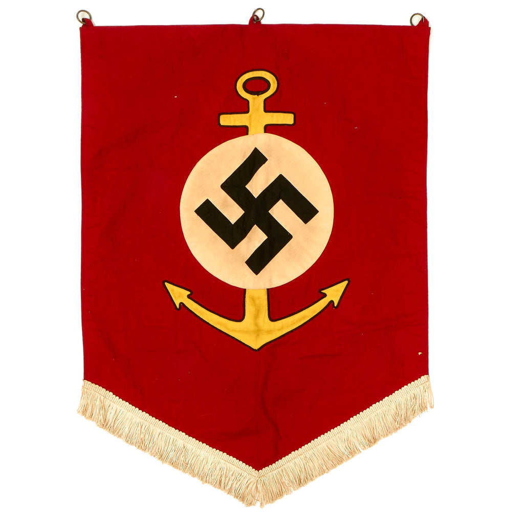 Original German WWII Naval Water Sports Fringed Harbor Banner - 25" x 19 1/2" Original Items