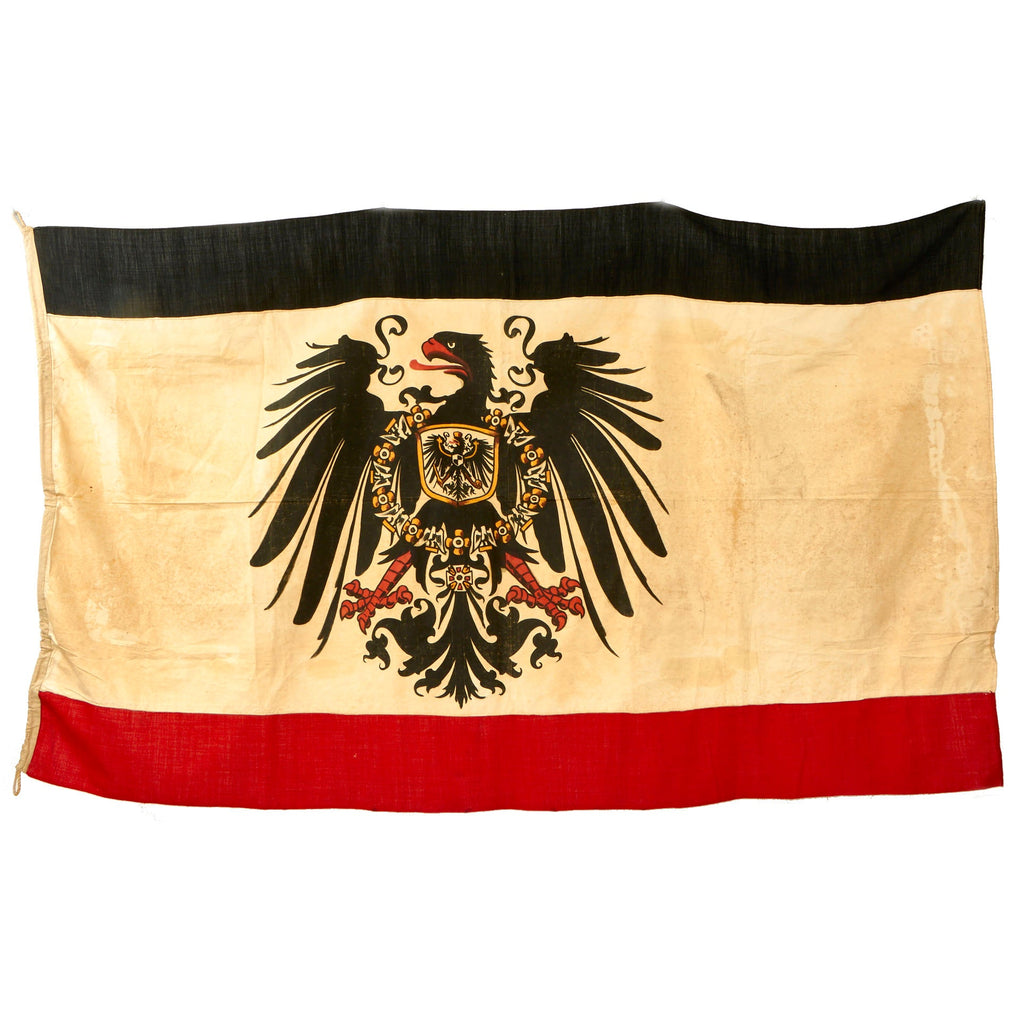 Original Imperial German WWI National Tri-Color Flag with Imperial Family Eagle - 43" x 75" Original Items
