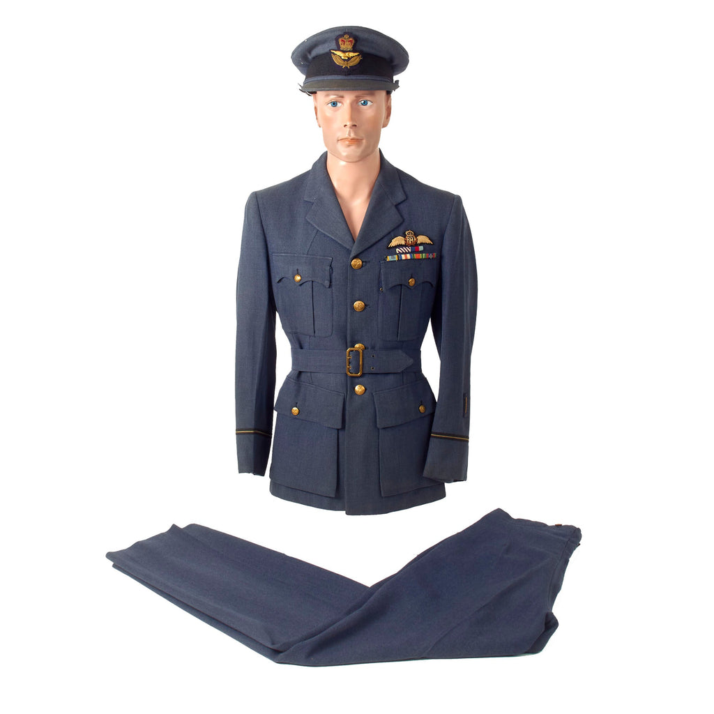 Original British WWII RAF/RCAF Air Force Uniform Set With Visor For DFC Recipient Flying Officer Robert Gray Holden Original Items