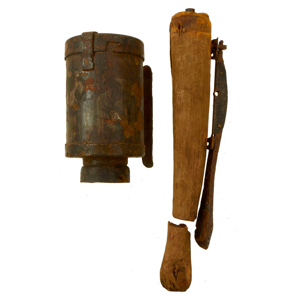 Original Rare German WWI M1915 Poppenberg Percussion Stick Hand Grenade Relic with Spoon - Stielhandgranate Original Items