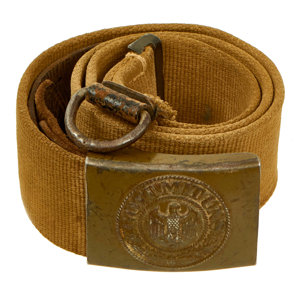 Original German WWII Rare Tropical Afrikakorps DAK Web Belt with Steel Buckle by R. Sieper & Söhne Original Items