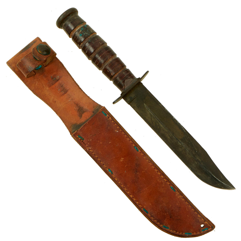 Original U.S. WWII USMC Mark 2 KA-BAR Fighting Knife by CAMILLUS in Original Leather Sheath Original Items