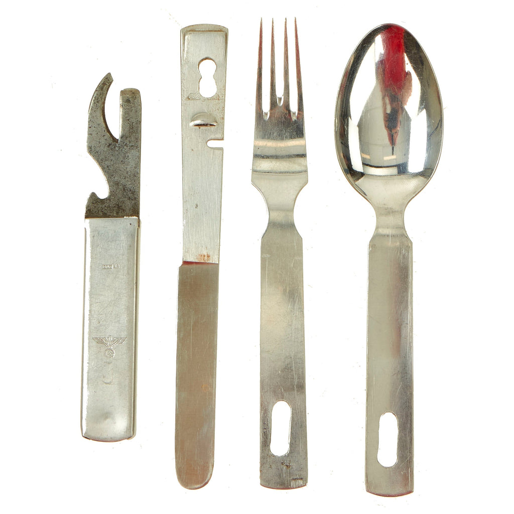 Original German WWII Mess Kit Utensil Set by Gustav Auerswald - dated 1941 & 1942 Original Items