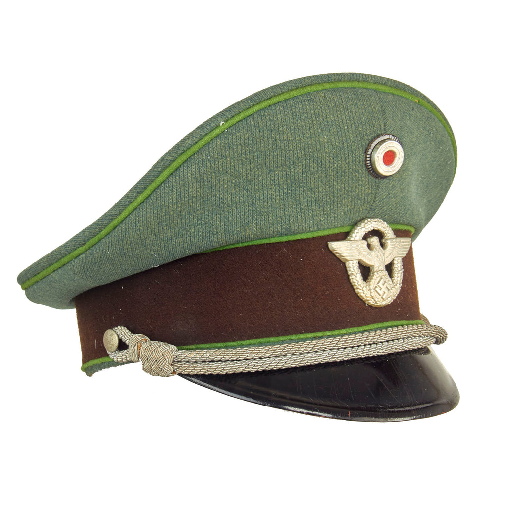 Original German WWII Schutzpolizei Protection Police Officer's Schirmmütze Visor Cap - Schupo Original Items