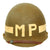 Original U.S. WWII Matched 1943 M1 McCord Fixed Bale Front Seam Helmet with Westinghouse Liner - Both Military Police “MP” Painted Original Items