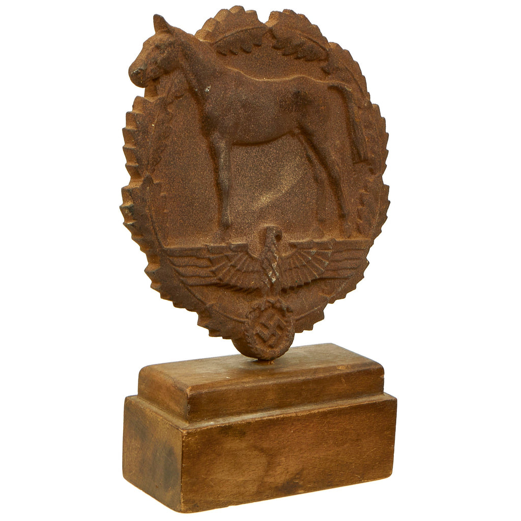Original German WWII SA Horse Table Award Plaque For Service & Donation Towards Young German Riders on Wooden Base Original Items