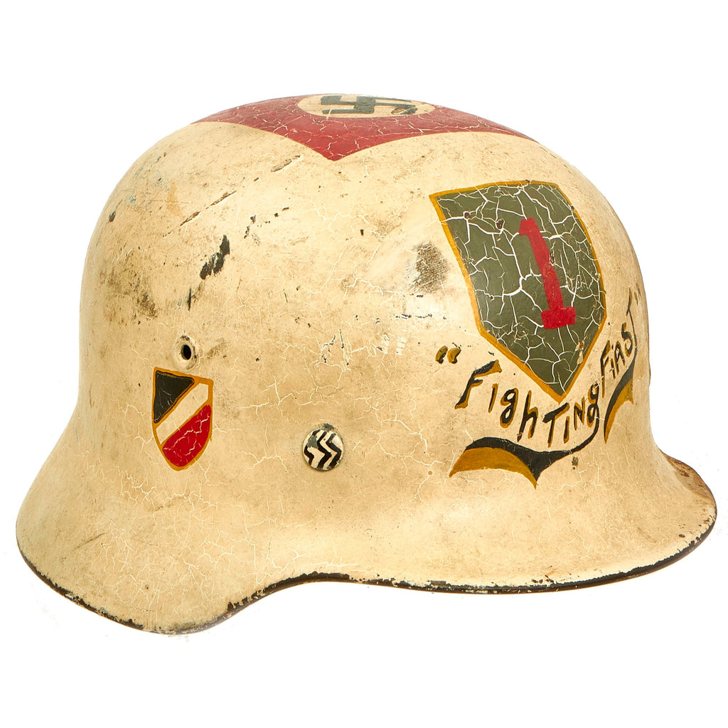 DRAFT WWII USGI DECORATED BRING BACK SOUVENIR GERMAN WWII HELMET - EF64 Original Items