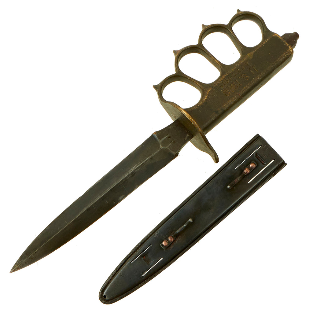 Original U.S. WWI Model 1918 Mark I Trench Knife by L. F. & C. with 1918 dated Steel Scabbard Original Items