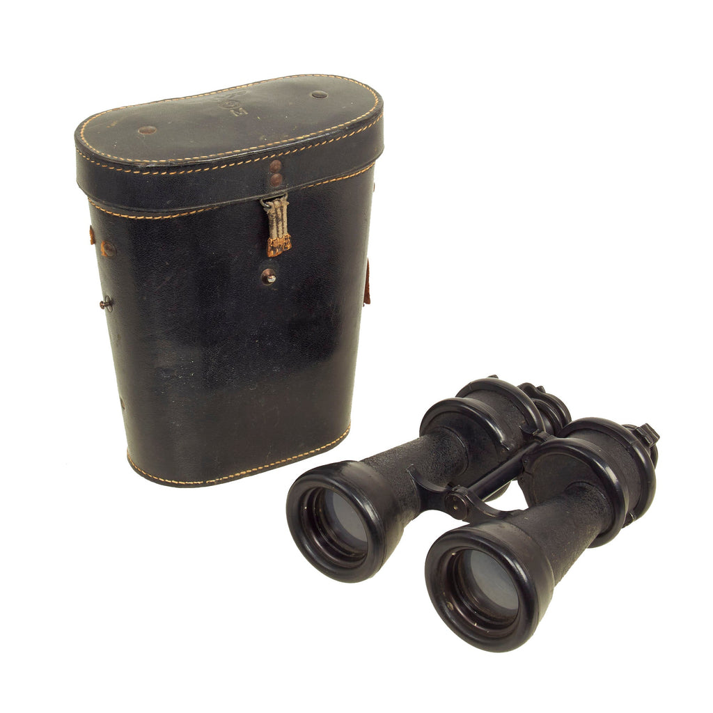 Original German WWII Kriegsmarine Navy U-Boat 7x50 Binoculars by Ernst Leitz with Rubber Fittings in 1944 Dated Case Original Items
