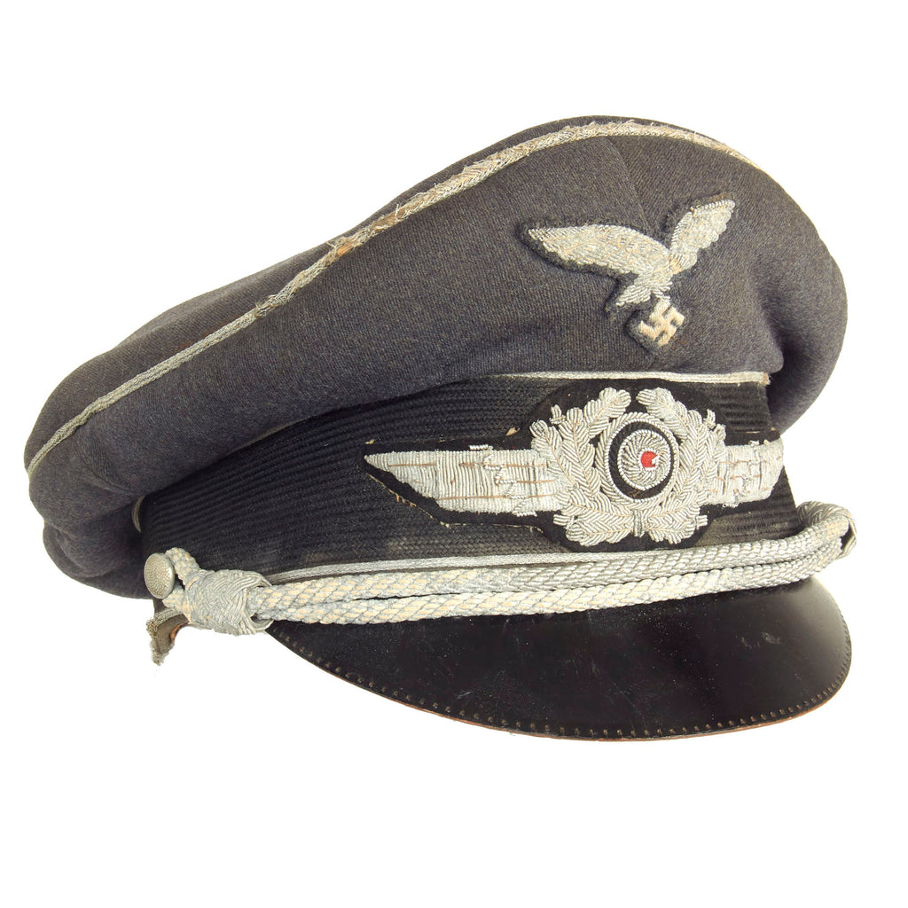 Original German WWII Service Worn Luftwaffe Officer Schirmmütze Visor Cap by EREL - Double Marked Original Items