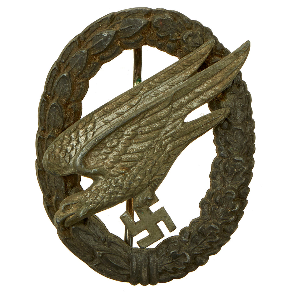 Original German WWII Luftwaffe Paratrooper Fallschirmjäger Badge by Paul Meybauer with Broken Catch - Parachutist Badge Original Items