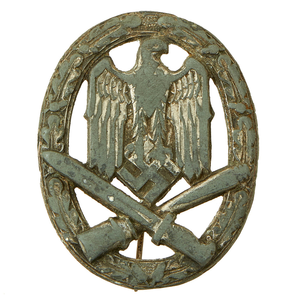 Original German WWII Service Worn Silver Grade General Assault Badge Original Items