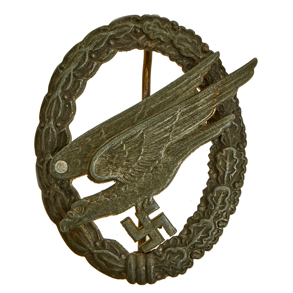 Original German WWII Luftwaffe Paratrooper Fallschirmjäger Badge by F. W. Assmann & Söhne with Repairs - Parachutist Badge Original Items