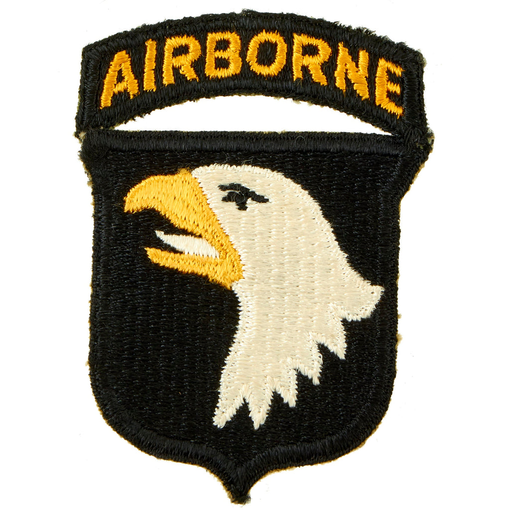 Original U.S. WWII Rare 101st Airborne Division White Tongue Patch with White Back Original Items