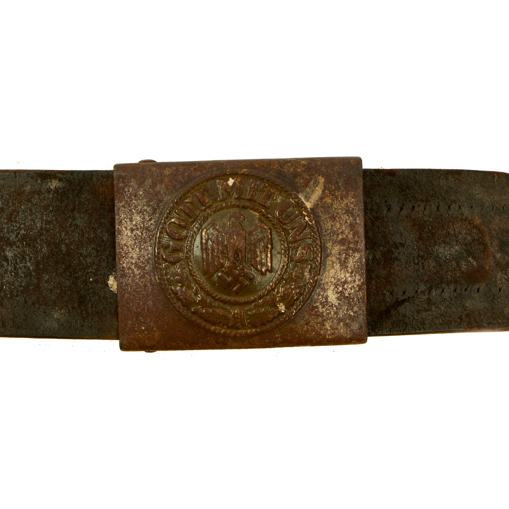 Original German WWII Service Worn Wehrmacht Army Heer Belt with Steel Buckle by R. Sieper & Söhne - dated 1940 Original Items