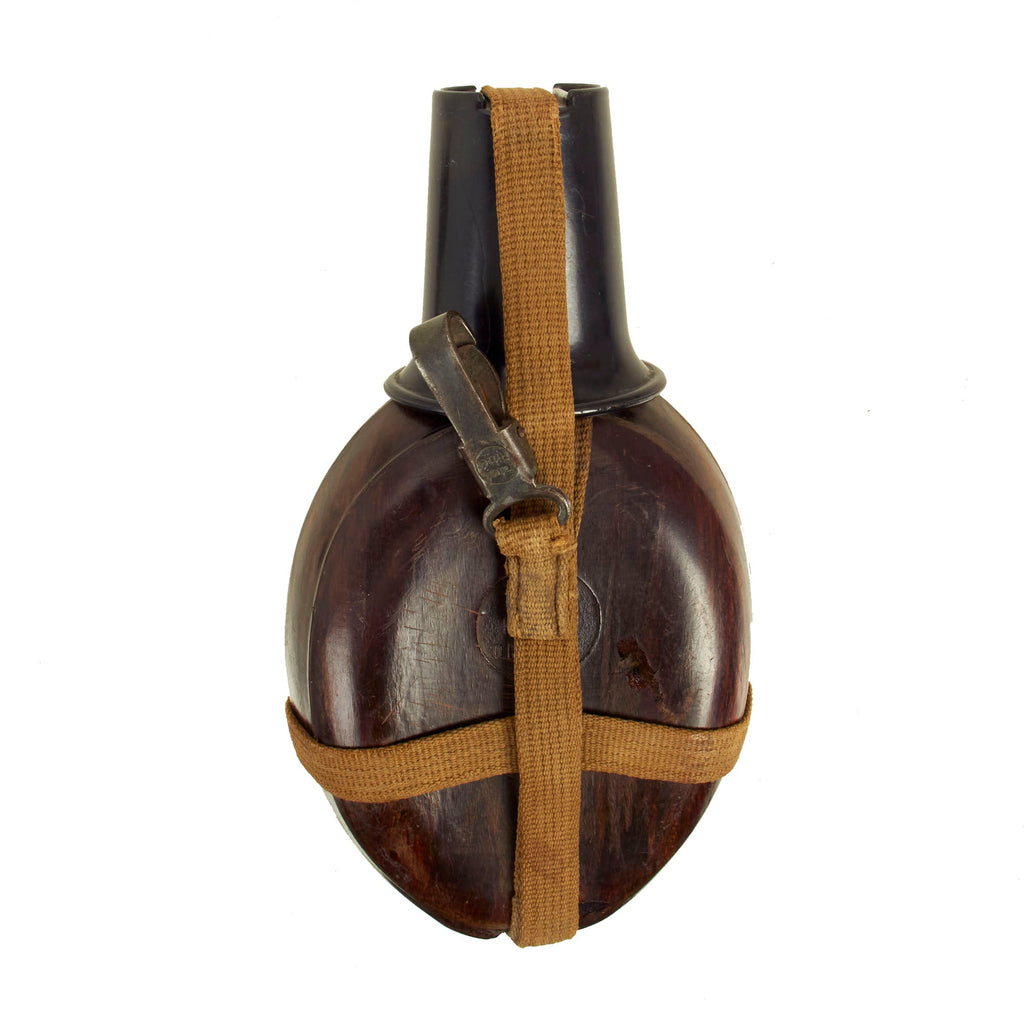 Original German WWII Afrikakorps Coconut Canteen With Bakelite Cup by Heinrich Ritter and Harness - 1941 Dated Original Items