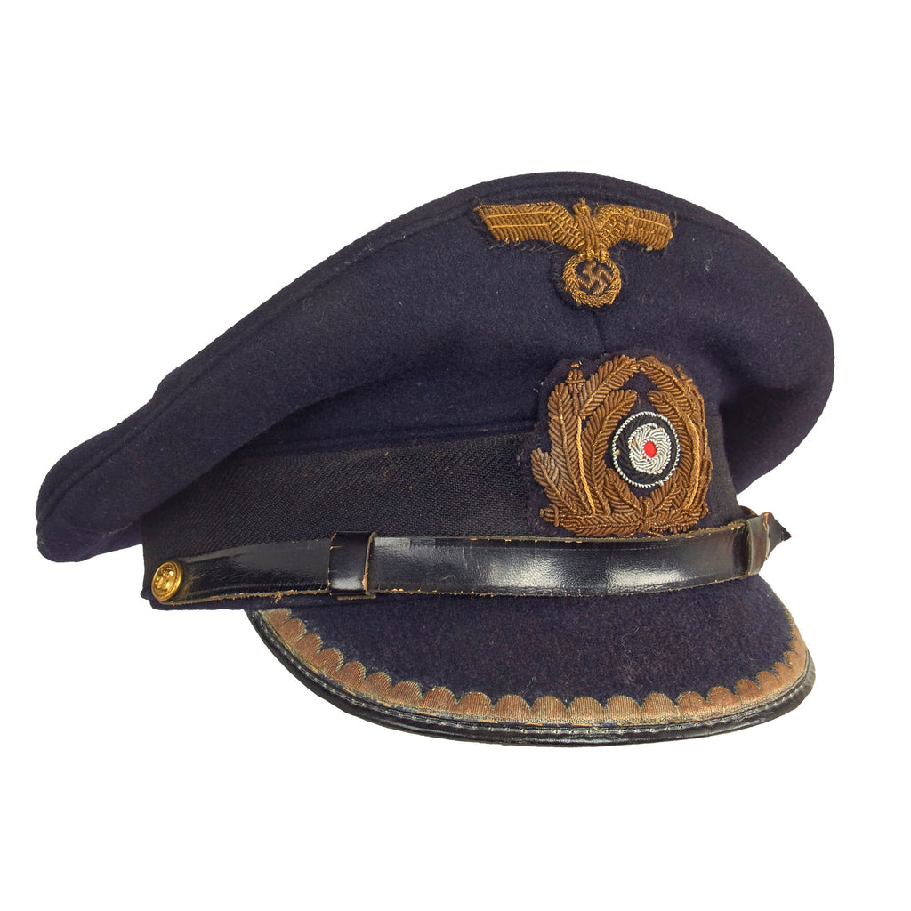 Original German WWII Kriegsmarine Navy Blue Junior Grade Officer Visor Cap - Schirmmütze Original Items