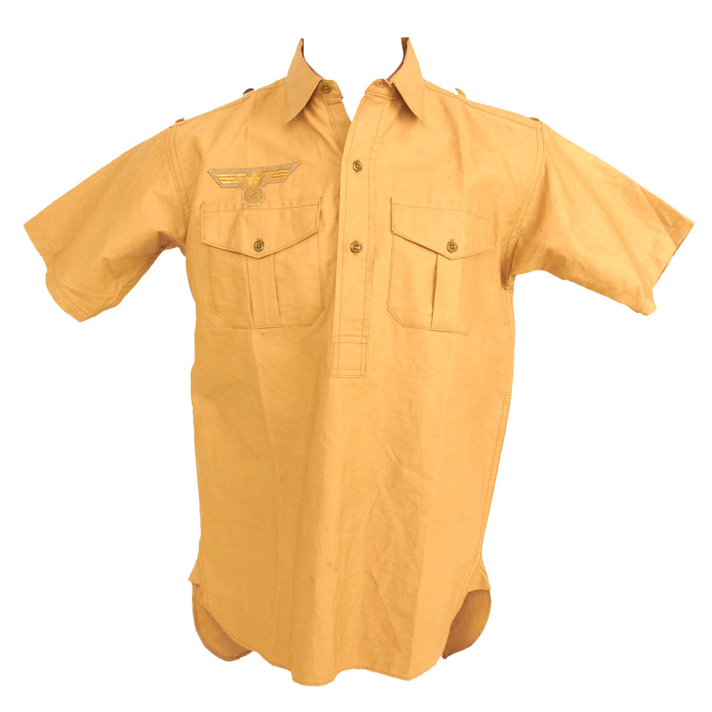 Original German WWII Kriegsmarine Tropical Coastal Artillery Short Sleeve Field Shirt - dated 1942 Original Items