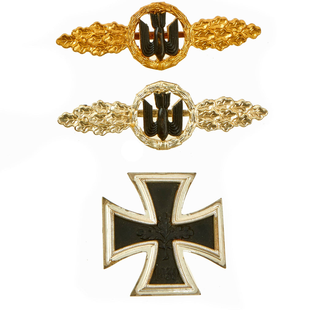 Original German 1957 Pattern Bundeswehr Award Set - EKI, Silver & Gold Luftwaffe Bomber Clasps Original Items