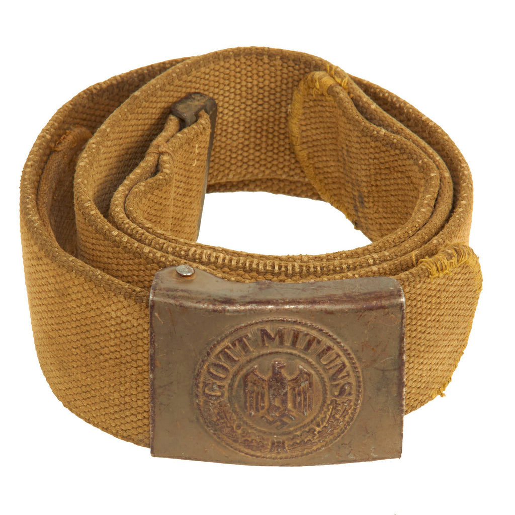 Original German WWII Rare Tropical Afrikakorps DAK Web Belt with Steel Buckle Original Items