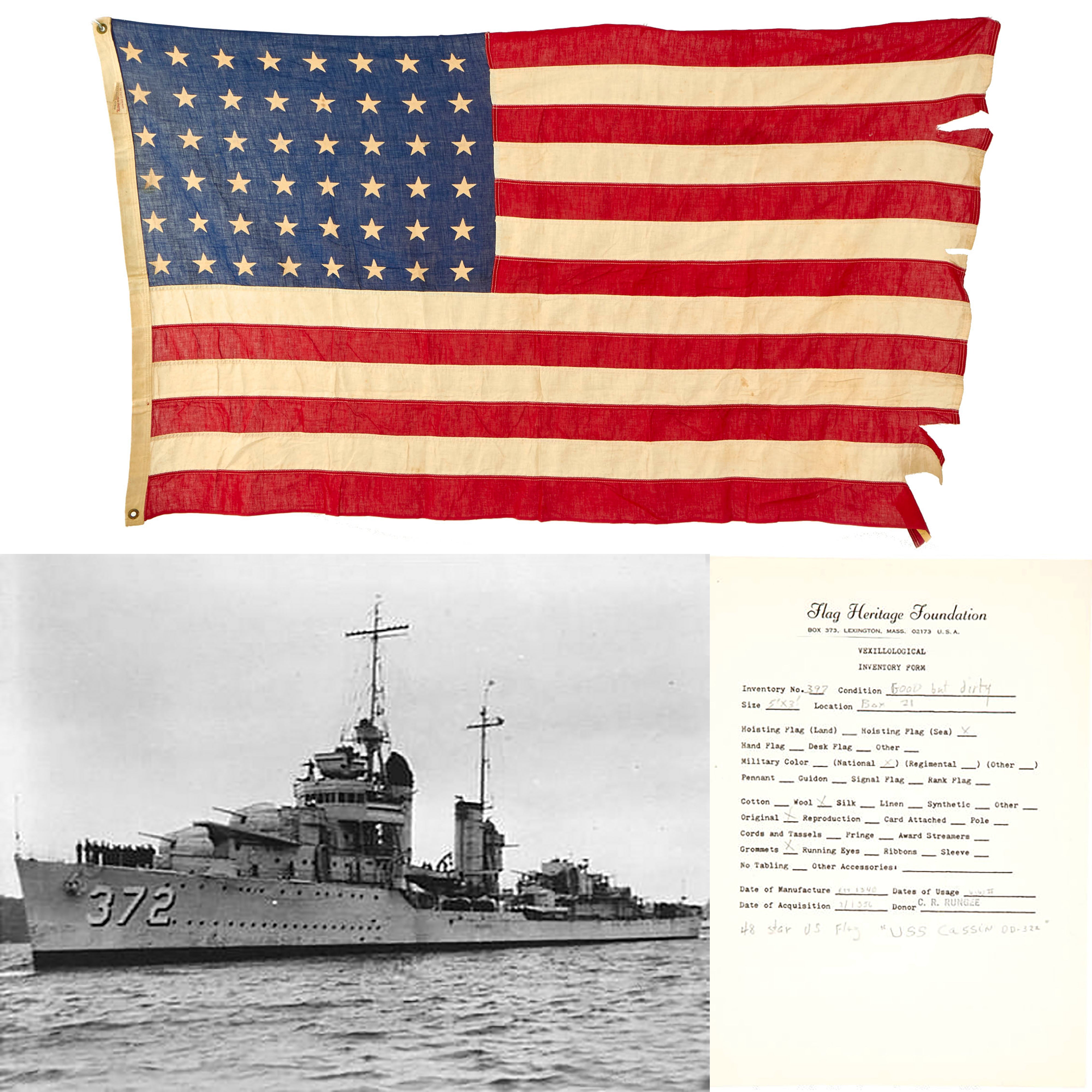 Original U.S. WWII 48 Star American Flag Attributed To Pearl