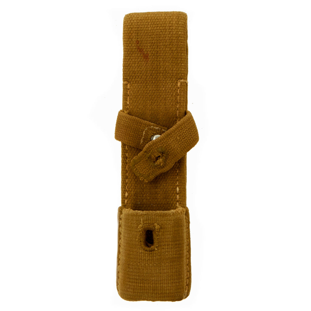 Original German WWII Rare Tropical Afrikakorps DAK Canvas Web Bayonet Frog with Faded Markings Original Items