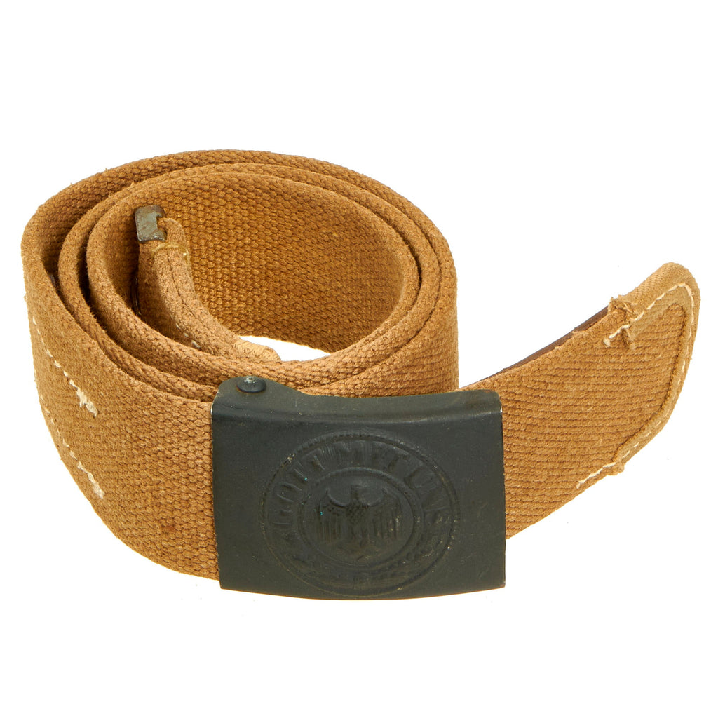 Original German WWII Rare Kriegsmarine Coastal Artillery Afrikakorps DAK Web Belt with Steel Buckle by Berg & Nolte dated 1943 Original Items