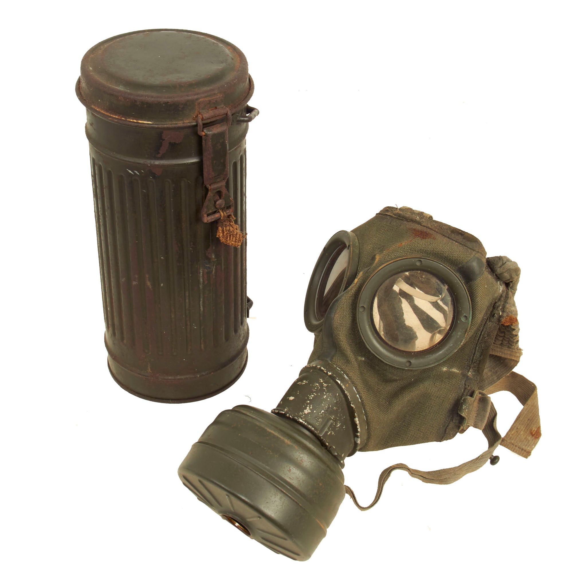 個人装備 ww2 Deutsche Gasmaske Old New Original German WWII Named M30 2nd Model Size 2 Gas Mask with Fe
