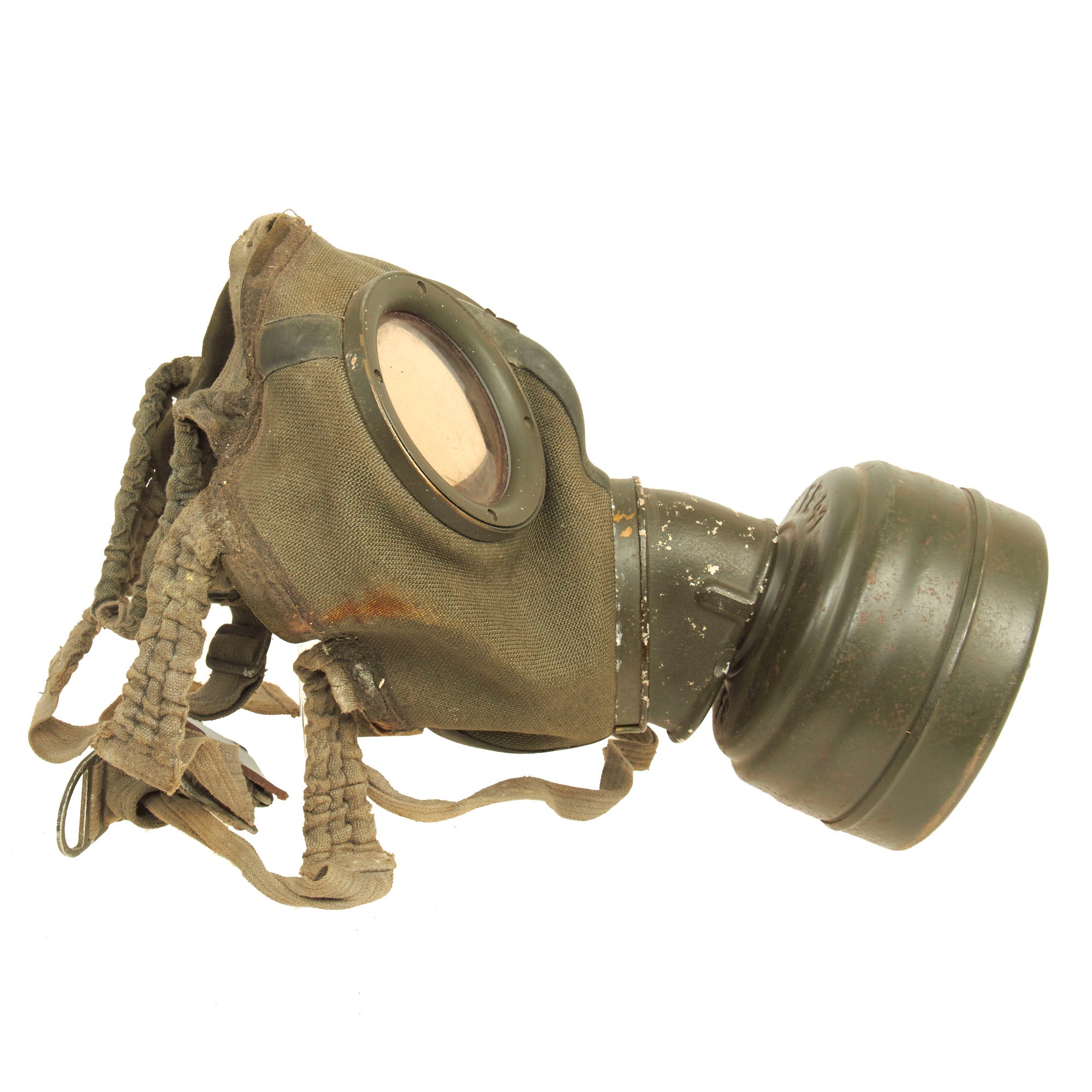 Original German WWII Named M30 2nd Model Size 2 Gas Mask with Fe