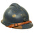 Original French WWI Issue Model 1915 Adrian Helmet in Horizon Blue with RF Badge and Second Pattern Liner - Complete Original Items