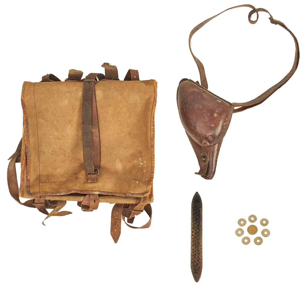 Original France WWI French Model 1893 l'Havresac Pack and Model 1892 Lebel Revolver Holster Both Named To Sergent d'état-Major Dubreuil and More Original Items